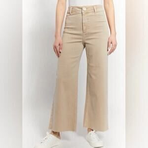 OAT |‎ New York Jeans High Waist Wide Leg Crop Khaki Light Tan Raw Hem | 29, 8